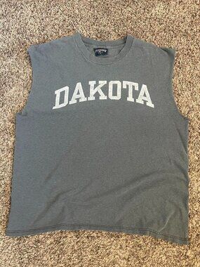 Muscle Sleeveless Tank Top Shirt Vintage Style Grey Large Y2K Retro Streetwear